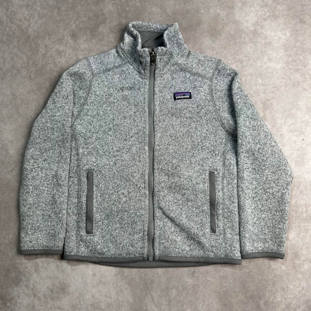 Patagonia Boys Better Sweater Full Zip Fleece Jacket Grey Heather XS 5-6